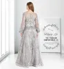 Party Dresses Muslim Evening Dress Gray Luxury Long Sleeve 2024 Dubai Sequin For Women Wedding Prom HO1069