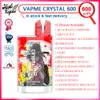 Original Vapme Crystal 600 Puff Disposable Vape Pen 0% 2% 3% 5% Mesh Coil 2ML POD 550mAh Batteris Puffs 600 E Cigaretter 12 smaker i lager