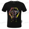 T-shirts masculins PL Hot Plein Brand Mens Strt Fashion Mens Punk Plein New Hot Diamond Ullover Design T-shirt PP 017 T240419