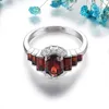 Clusterringen Natural Red Grarnet Sterling Silver 2.3 S Echte januari Birthstone Women Elegant Classic Style S925 Fine Jewelrys