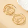 Other Circular Trend Fashion Women Earrings Personality Party Gifts Smooth Jewelry Gold Color Exaggerate Exquisite Temperament RG0081 240419