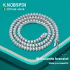 Knobspin 3 Claw D VVS1 Tennis Necklace 925 Sterling Silver Plated 18K White Gold med Gra Fine Necklace for Women Man 240409