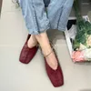 Casual Shoes IPPEUM Black Ballet Flats Women Mary Jane Leather Dress Weave Red Square Toe Ballerina Ballerinas Zapatos Mujer