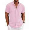 Chemises décontractées pour hommes Mode 2024 Coton à manches courtes Tops Tee Summer Cardigan Bineau Single Breasted for Men