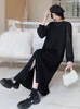 Casual Dresses NYFS 2024 Autumn Korea Woman Dress Vestidos Robe Elbise Loose Plus Size Patchwork Pleated Long Sleepes