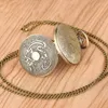 Pocket horloges Chinese bronzen draak gesneden steampunk fob analoge horloge met ketting ketting geschenken antiek voor mannen vrouwen