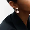 With BOX Diamond long earrings design 18k gold stud women monther-pf-pearl logo engrave dangle earrings girls wedding jewelry
