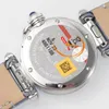 Паша WSPA0021 Швейцарские кварцевые женские женские часы AF 30 мм стальной корпус Белый текстурированный циферблат синий кожаный ремешок смотрит на Lady Super Edition Reloj de Mujer Puretime Ptcar