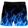 Shorts masculinos Blue Flame Graphic Board Men 3D Impressão de Summer Beach Surf Auxaduta