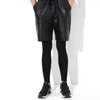 Shorts masculinos esticam preto fosco fosco de couro casual banda de elástico PVC Pants Beach Boys Loose PU Sweat Custom