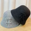 Berets Korean Version Instagram Spring/Summer Fisherman Hat Sweet Bow Knitted Bowl Sunshade And Sunscreen Bucket