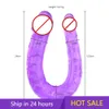 1PC Pink U Shape Soft Jelly Double Dildos Vagina Artificial sexy Toys Shop For Couple Women Gay Lesbian Masturbators Anal Plug