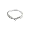 Klusterringar 925 Sterling Silver Wave Open Ring for Women Girl Simple Geometric Frosted Design Smyckesfödelsedagspresent Drop Drop