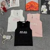 Full Rhinestone Tanks Top For Women Letter Embroidered Knitted Vest Sleeveless Vests