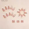 Faux Nails Fairy Butterfly Design Faux Nails avec Wihte Edge Fake Nail Patch Full Couvercle portable Nude French Style Presse sur des ongles 24pcs Y240419