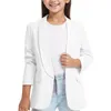 Vestes 3-14 ans pour enfants Blazers Blazer Long Manches Colliers de châle Feste Feste Feste Open Front Cardigan Métages pour enfants