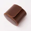 Watch Boxes Single Box Vintage Brown Pu Leather Slots Flexible Bracket Holder For Business Travel Storage Easy To Carry