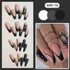 False Nails 24pcs Gradient Black Fake Nails Christmas Snowflake False Nail Patch Full Cover Wearable Fake Nail Tips 2023 New Year Gifts Y240419