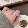 Klusterringar 925 Sterling Silver Pearl Geometric Open Ring for Women Girl Simple Fashion Round Design Jewelry Party Gift Drop