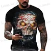 Men's T-Shirts 2022 Mens Skull Tshirt 3D Printed Skull Graphic T-shirts For Men Oversized Short Slve Punk Tops T Shirt Men Death Clothing T240419
