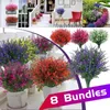 Decoratieve bloemen kunstmatige lavendel boeket uv resistent struiken planten geen fade outdoor nep tuin veranda raamkast huis bruiloft decor