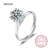 Solitaire Ring Gra Sertifikalı 5Ct Moissanite Ring VVS1 Yuvarlak Labouz Elmas Solitaire Solitaire Halkası Kadın Nişan Vakt Alyans Takı D240419