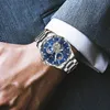 GLENAW Rotating Earth Double Second Hand WristWatch Men Automatic Mechanical Watch Starry Sky Stainless Steel Leather Watchband 240407