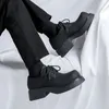 Sıradan ayakkabılar erkekler yüksek taban platformu Japonya Kore Sokak Giyim Moda Gotik Punk Big Toe Deri Asansör Erkek Vintage Elbise