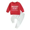 Kläduppsättningar småbarn Baby Boys Valentine's Day Outfit Long Sleeve Letters Pullover Sweatshirt och Jogger Pants Set