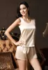 L0D6 Women's Sleep Lounge 100% Mulberry Silk Pajamas Set for Women Silk Sleepwear Ladies Shorts Nightwear for Girls Tank Top d240419