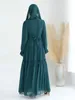 Abbigliamento etnico 2024 Summer Muslim for Women Eid Chiffon Khimar Abaya Dubai Luxury Kaftan Monede Hijab Dress Islam Kebaya Robe Musulmane