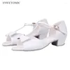 Zapatos de baile chicas blancas de alta calidad latina cómoda competencia de cuero de microfibra salón de baile de salón