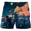 Shorts masculinos Blue Flame Graphic Board Men 3D Impressão de Summer Beach Surf Auxaduta