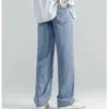 メンズジーンズマンサマーレイセルカジュアルシンファッションストレートレッグルーズアイスシルクワイドパンツ