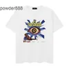 2024 High Street Trendy Meive Slave Eyes Sun Beauty Print Hip Hop Camiseta curta solta unissex