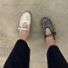 Casual Shoes 2024 New Women Ballet Flats Round Toe Dance Shoes Designer Crystal Studded Walk Loafers Casual Espadrilles Ladies Mary Janes T240419