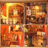 Decorative Figurines DIY Book Nook Kit 3D Wooden Puzzle Bookshelf Insert Decor With LED Light Mini Dollhouse Model Bookend Building