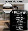 7 Rules de vie Citations inspirantes Affiche Privations de toile de motivation en noir et blanc peinture de mur vintage pour le salon décor de la maison