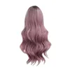 Wigs Curly Humanos Novo Médio Purple Gradualmente Mudança gradual longa fibra química Curly Fibra de alta temperatura Tampa da cabeça da cabeça