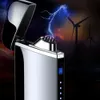 Hot Windproof Pulse Double Arc Flameless Metal Electric Lighter USB Charging LED Display Portable Plasma Lighter Gift for Men