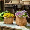 Vases Rattan-like Cement Flower Pot Personalized Plant Decorative Flowerpot Set Balcony Garden Basin