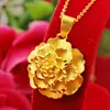 Pendanthalsband Kvinnor Ancient French Single Pendant Multilayer Large Flower 24K Gold Plated Travel Memorial Necklace 240419