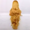 Mänskliga lockiga peruker Big Wave Long Curly Hair Wig Head Cover Pink 100cm Wig Curly Hair Chemical Fiber High Temperatur Silk Head Cover