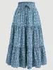 스커트 꽃 주름 층 층 헴 드로우 스트링 스커트 봄 여름 여성 의류를위한 캐주얼