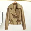 Women's Jackets Spring Jacket For Women Stylish Double-breasted Lapel Collar Elastic Waist Pocket Detail Casual Fashionable