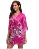 Women's Sleep Lounge Brand Purple Female Printed Floral Kimono Dress Gown Chinese Style Silk Satin Robe Nightgown Flower S M L XL XXL XXXL d240419