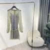 الفساتين غير الرسمية أعلى جودة السيدات الحرير فضفاضة فانوس كامل الأكمام الأزهار طباعة مصغرة مع حزام سلسلة 2024 صيف آخر