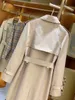 Trench da donna Designer Designer Womens Long Striped Stampato Gabardine Cotton a scacchi Coat con a doppio petto Long Style Y0SN