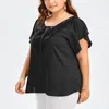 Kvinnors T-skjortor Summer Plus-Size Fashion T-Shirt 6xl 5xl 4xl Sexig V-Neck flared hylsa spetsstitching casual top.