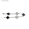 Pulseira de designer de Vancelfe Fine Vancelfe para mulheres Four Leaf Grass High Edition S925 Pure Silver Black Agate Diamond Five Bracelet